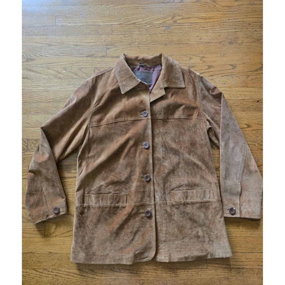 Vtg St John’s Bay Suede Jacket Mens Medium Brown Button Up Soft